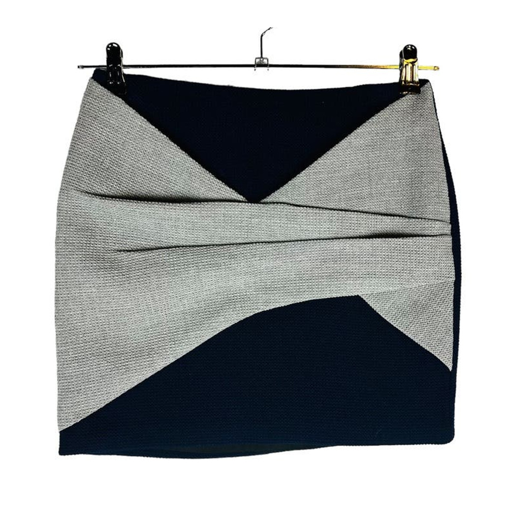 Thakoon Addition Womans Sz 2 Skirt Textured Mini Skirt Pleated Lined Blue Grey‎